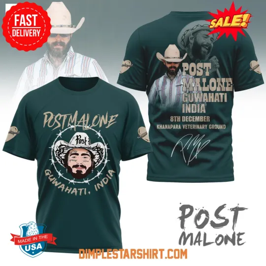 Discover Post Malone Guwahati India 3D T Shirt, Gift For Fan