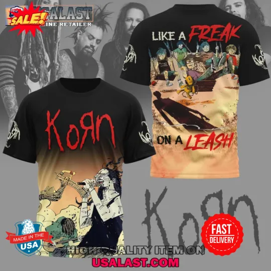 Discover Kornn Like A Freak On A Leash 2025 3D T-Shirt, Gift For Fan