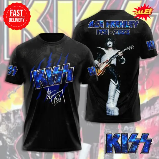Discover Ace Frehley 1951–2025 3D T-Shirt Rock Legend Tribute Graphic Tee, Gift For Fan