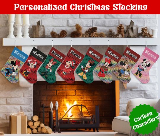 Discover Personalized Name Christmas Stockings, Custom Cartoon Christmas Stocking, Christmas Stocking, Home Decoration, Xmas Stocking, Christmas Gift