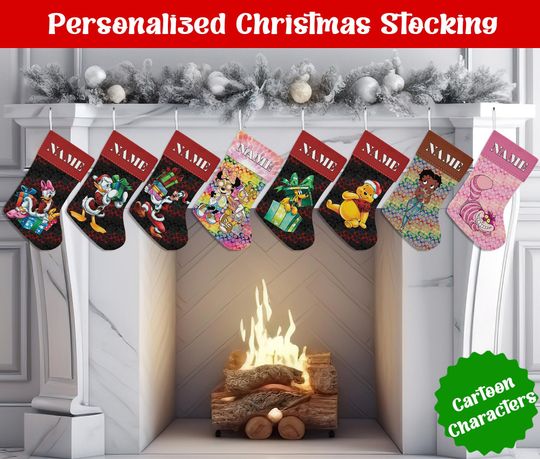 Discover Personalized Name Christmas Stockings, Custom Cartoon Christmas Stocking, Christmas Stocking, Home Decoration, Xmas Stocking, Christmas Gift