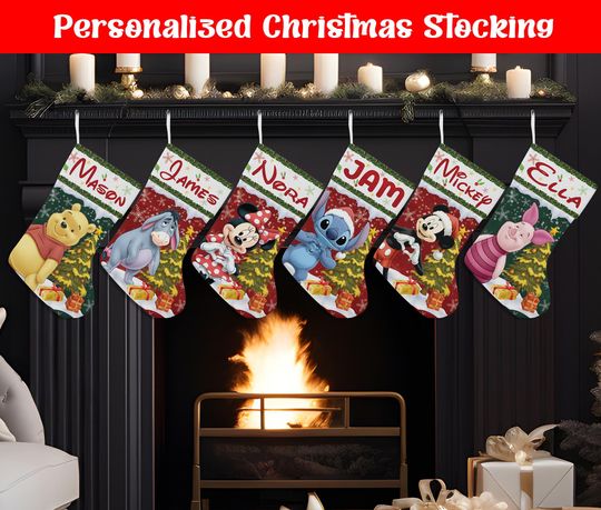 Discover Custom Cartoon Christmas Stocking, Personalized Name Cartoon PRINTED Christmas Stocking, Home Decoration, Christmas Stocking, Christmas Gift