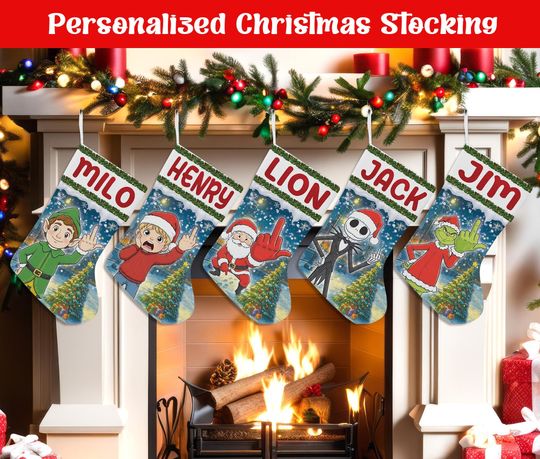 Discover Custom Movies PRINTED Christmas Stocking, Personalized Green Guy Christmas Stocking, Home Decoration, Christmas Stocking, Christmas Gift