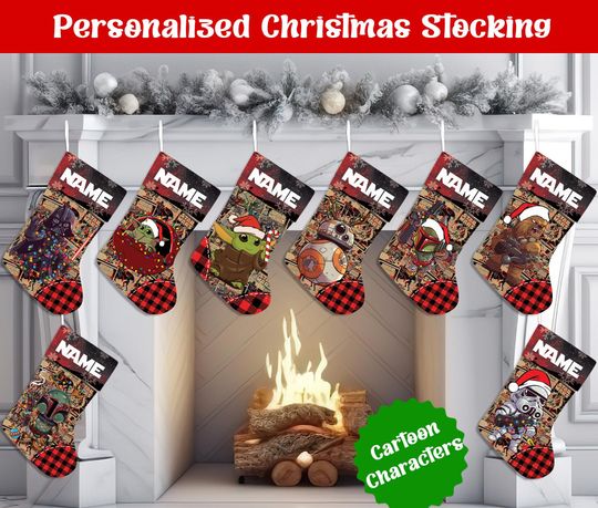 Discover Custom Name Christmas Stockings, Personalized Space Wars Stocking, Custom Christmas Stocking, Home Decoration, Xmas Stocking, Christmas Gift