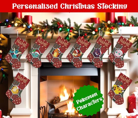 Discover Personalized Name Christmas Stockings, Custom Cartoon Christmas Stocking, Christmas Stocking, Home Decoration, Xmas Stocking, Christmas Gift