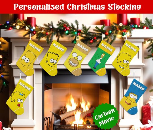 Discover Personalized Name Christmas Stockings, Custom Cartoon Christmas Stocking, Christmas Stocking, Home Decoration, Xmas Stocking, Christmas Gift