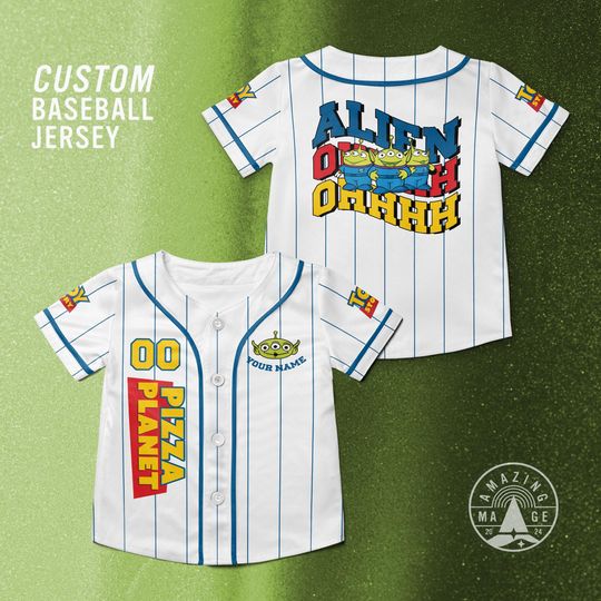 Discover Toy Story Alien Pizza Planet Customized Baseball Jersey, Disney Toy Story Movie Shirt, Pizza Planet Toy Story Disney Trip Shirt.