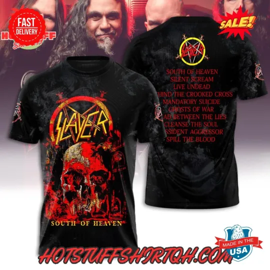 Discover Slayer X South Of Heaven 2025 Black Edition 3D T-Shirt, Gift For Fan
