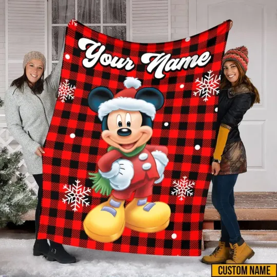Discover Mickey Mouse Christmas Blanket, Disney Mickey Personalized Santa Fleece Blanket
