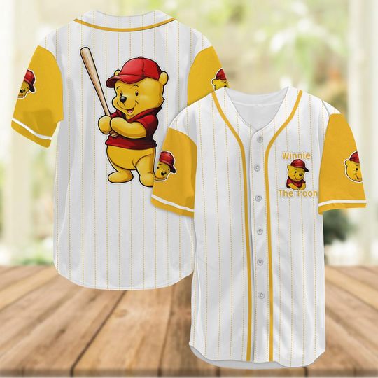 Discover Pooh Bear Baseball Jersey, Winnie The Pooh Shirt, Disney Movie Baseball Jersey, Cartoon Shirt, Cute Pooh Baseball Team, Baseball Gifts