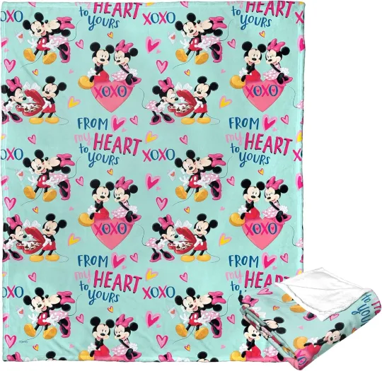 Discover Disney Mickey Mouse & Minnie From My Heart To Yours Cozy Fleece Blanket