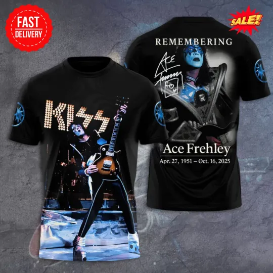 Discover Unisex Ace Frehley 1951–2025 3D Graphic Tee Tribute Rock Band Shirt, Gift For Fan