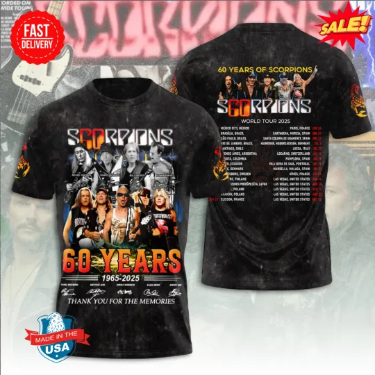 Discover Scorpions Band 60 Years 1965-2025 3D Shirt, Gift For Fan
