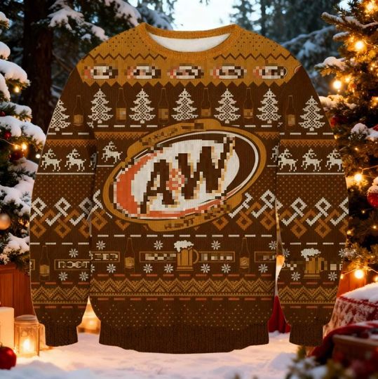 Discover Brown Soda Drink Christmas Sweater, Since 1919 Holiday Jumper, Root Beer Ugly Sweater, Vintage Beverage Lover Gift, Frothy Drink Xmas Knit
