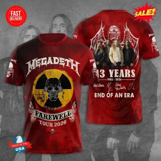 Discover 2025 Megadeth Band 43 Years 3D Shirt, Gift For Fan