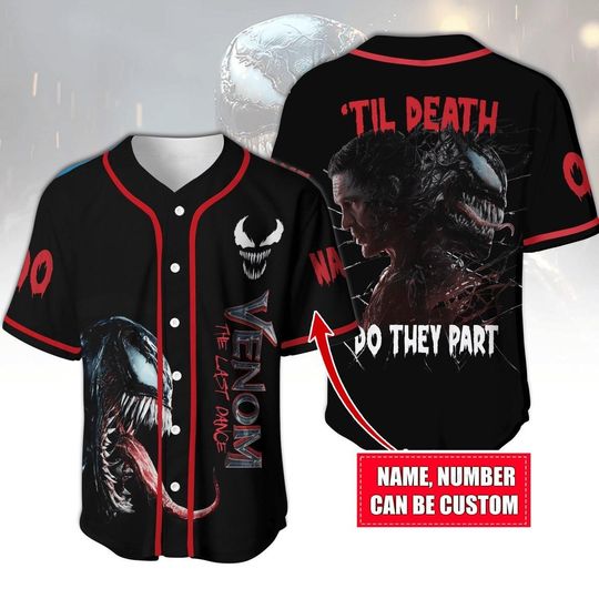 Custom Venom Baseball Jersey, Superhero Baseball Shirt, Eddie Brock Jersey Shirt, Venom Symbiote Shirt For Men Women, Movie Lover Gift