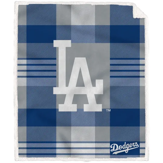 Pegasus Los Angeles Dodgers Pegasus 60" x 70" Plaid Steel Royal Plush Sherpa