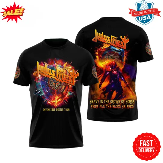 Discover Judas Priest Invincible Shield Tour 2024 Music 3D T-Shirt, Gift For Fan