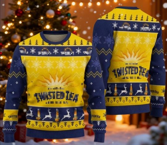 Christmas Twisted Tea Ugly Sweater, Beer Lover Xmas Sweater, Alcohol Knit Sweater, Funny Drinking Holiday Gift