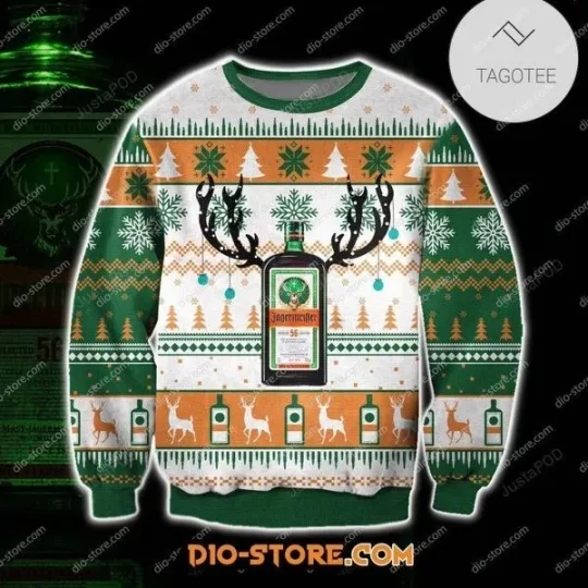 Discover Jagermeister Knitting Pattern Ugly Christmas Sweater, All Over Print Sweatshirt
