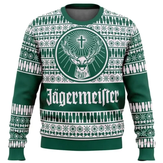 Discover Men 3D Santa Claus Jagermeister Ugly Christmas Sweater