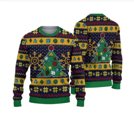 Discover Funny Tabletop Gamer Ugly Christmas Sweater Unisex Holiday Sweatshirt