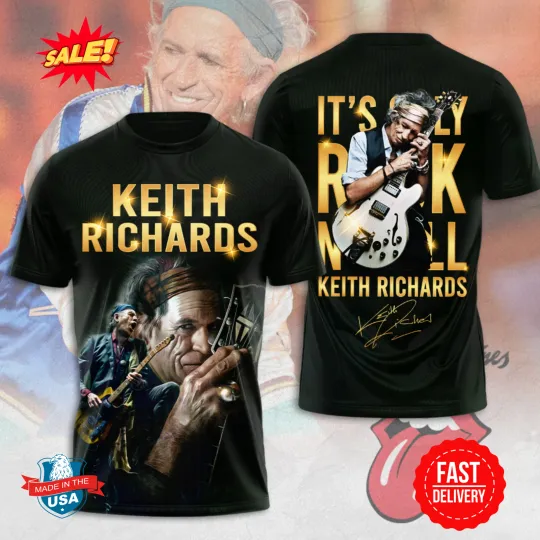 Discover The Rolling Stones x Keith Richards 3D Shirt S-5XL