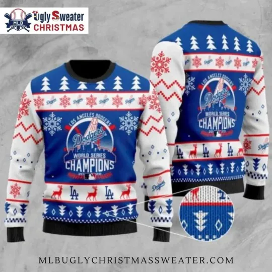 Discover Dodgers World Series Champions Ugly Xmas Sweater