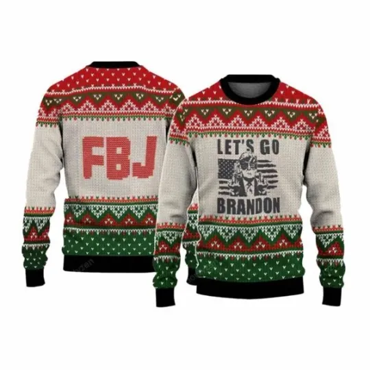 Discover FJB Let s Go Brandon Trump Funny Ugly Christmas Sweater BG