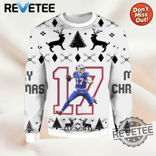 Discover 2025 Josh Allen No.17 Bills Ugly Christmas Sweater Men Women For Sale
