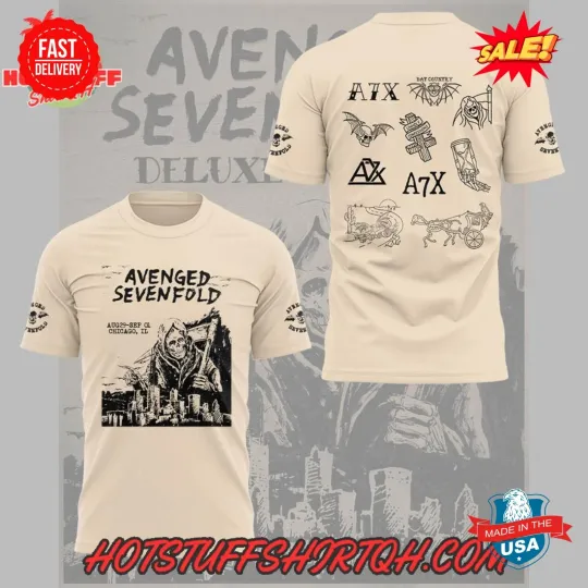 Discover Avenged Sevenfold Tour 2025 A7X Cream 3D T-Shirt