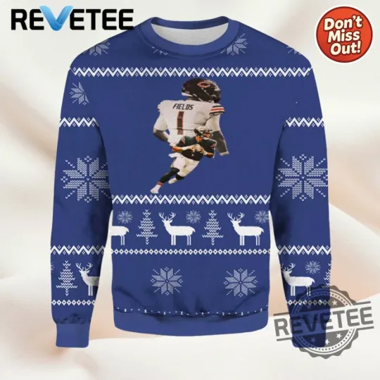 Discover 2025 Justin Fields Chica*go Be*ar Down Ugly Christmas Sweater Men Women For Sale