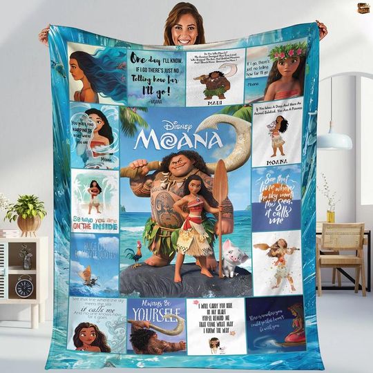 Moana Maui Fleece Blanket, Hei Hei Moana Princess Blanket, Magic Kingdom Fleece Blanket