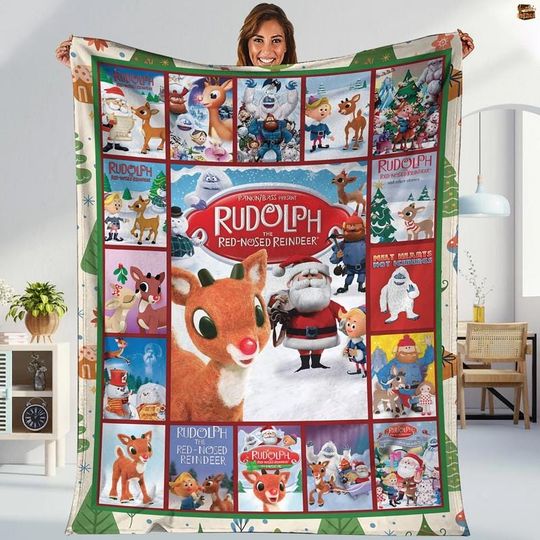 Rudolph The Red Nosed Reindeer Blanket, Rudolph Christmas Blanket, Christmas Decor Gift