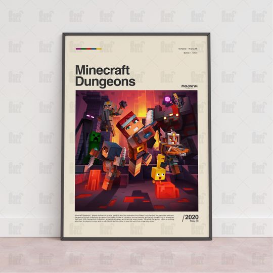 Minecraft Dungeons Poster, Gaming Room Poster, Game Gift, Video Games Poster