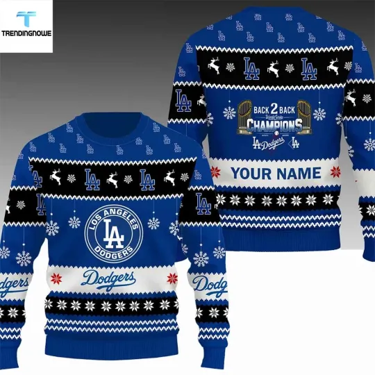 Discover Dodgers Back To Back World Series 2025 Champions Christmas Ugly Sweater