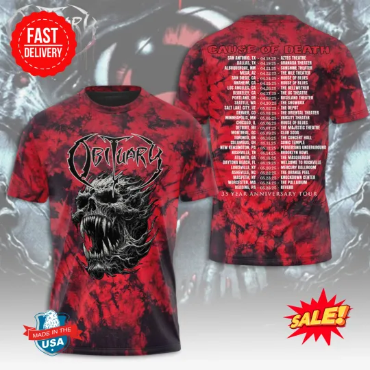 Obituary 35 Year Anniversary Band 3D Tee, Gift For Fan