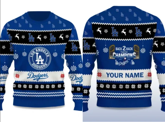 Dodgers Back To Back World Series 2025 Champions Ugly Christmas Sweater