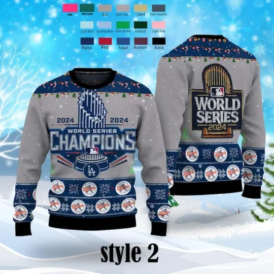 Discover Dodger Champion 2025 Ugly Sweater Shirt LA Baseball Christmas Sweatshirt