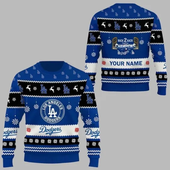 Discover Dodgers Back To Back World Series 2025 Champions Ugly Christmas Sweater