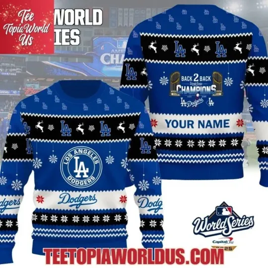 Los Angeles Dodgers 2025 World Series Champions Ugly Sweater Christmas