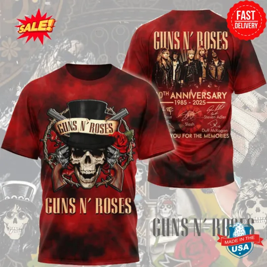 Discover 1985 - 2025 Guns N’ Rose 3D 2 Sided 3D Shirt , Gift For Fan