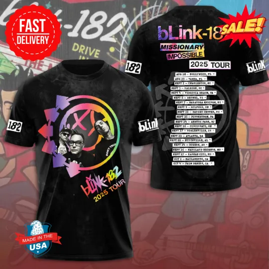 B182 3D Tee 2025 Tour – Limited Edition Band Merch for Fans