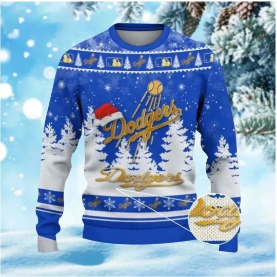 Discover Dodgers Santa Hat Christmas Ugly Sweater, Fan Gift