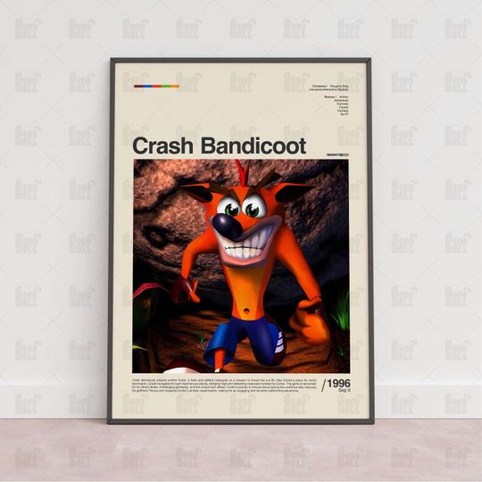 Crash Bandicoot Poster, Gaming Room Poster, Game Gift, Video Games Poster