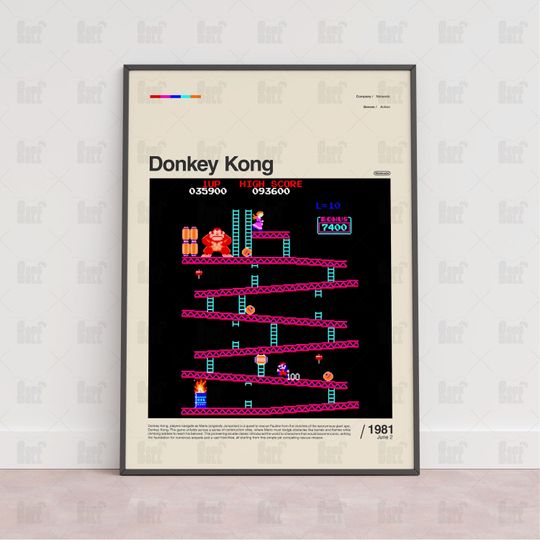 Discover Donkey Kong Poster, Gaming Room Poster, Game Gift, Video Games Poster