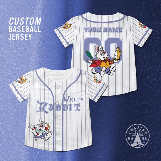 Discover White Rabbit Alice in Wonderland Customize Baseball Jersey, White Rabbit shirt, Disney Alice Wonderland Shirt, Disney Family Trip Shirt