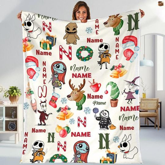 Discover Jack Skellington And Sally Christmas Fleece Blanket, Jack Skellington Blanket, Nightmare Before Christmas Throw Blanket For Bed Couch Sofa