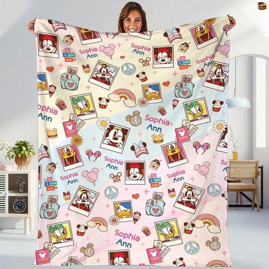 Discover Personalized Disneyland Mickey And Friends Blanket, Custom Name Mickey Minnie Blanket, Disneyland Blanket, Disneyland Girls Trip Blanket