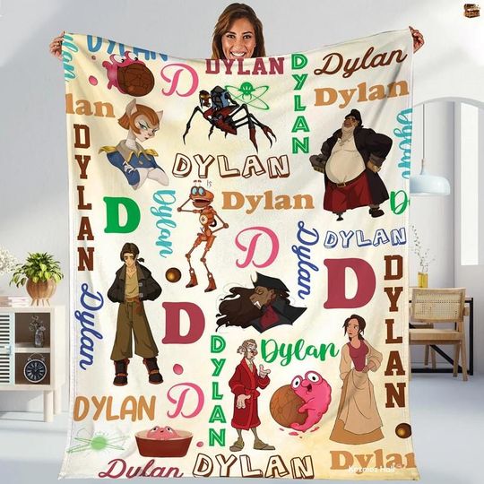 Personalized Watercolor Disneyland Treasure Planet Blanket, Disneyland Family Blanket